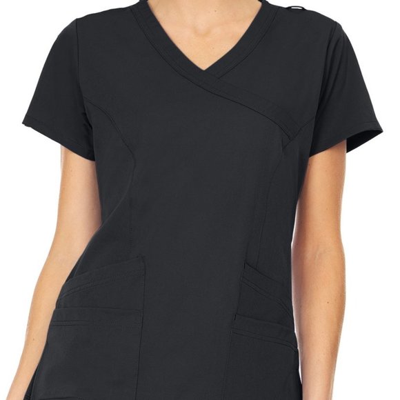 MediChic Medical Uniform Mini Marilyn Mock Jogger Scrub Set BLACK - Picture 1 of 5